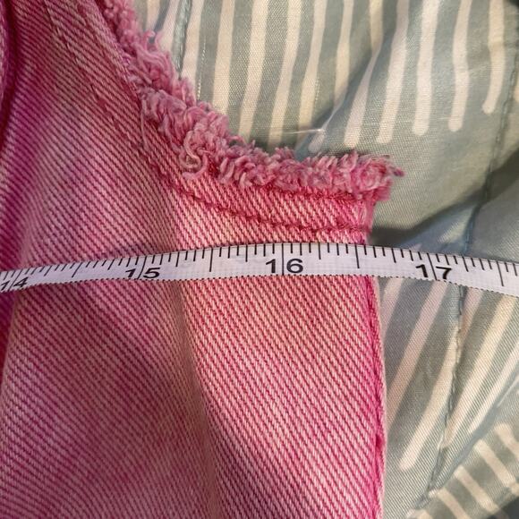 Avec Les Filles Womens Pink Acid Wash Crop Denim Vest Size Small - Picture 5 of 7